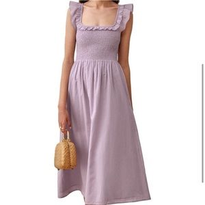 Reformation Noreen Smocked Ruffle Dress